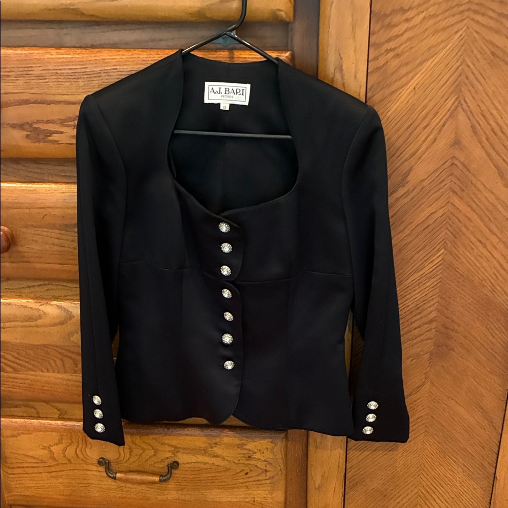 A.J. Bari Elegant Black Blazer with Silver Buttons